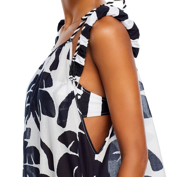 FARM RIO ~ Coconut Tree Print Cotton Maxi Swim Cover-Up Oversized - Picture 3 of 5